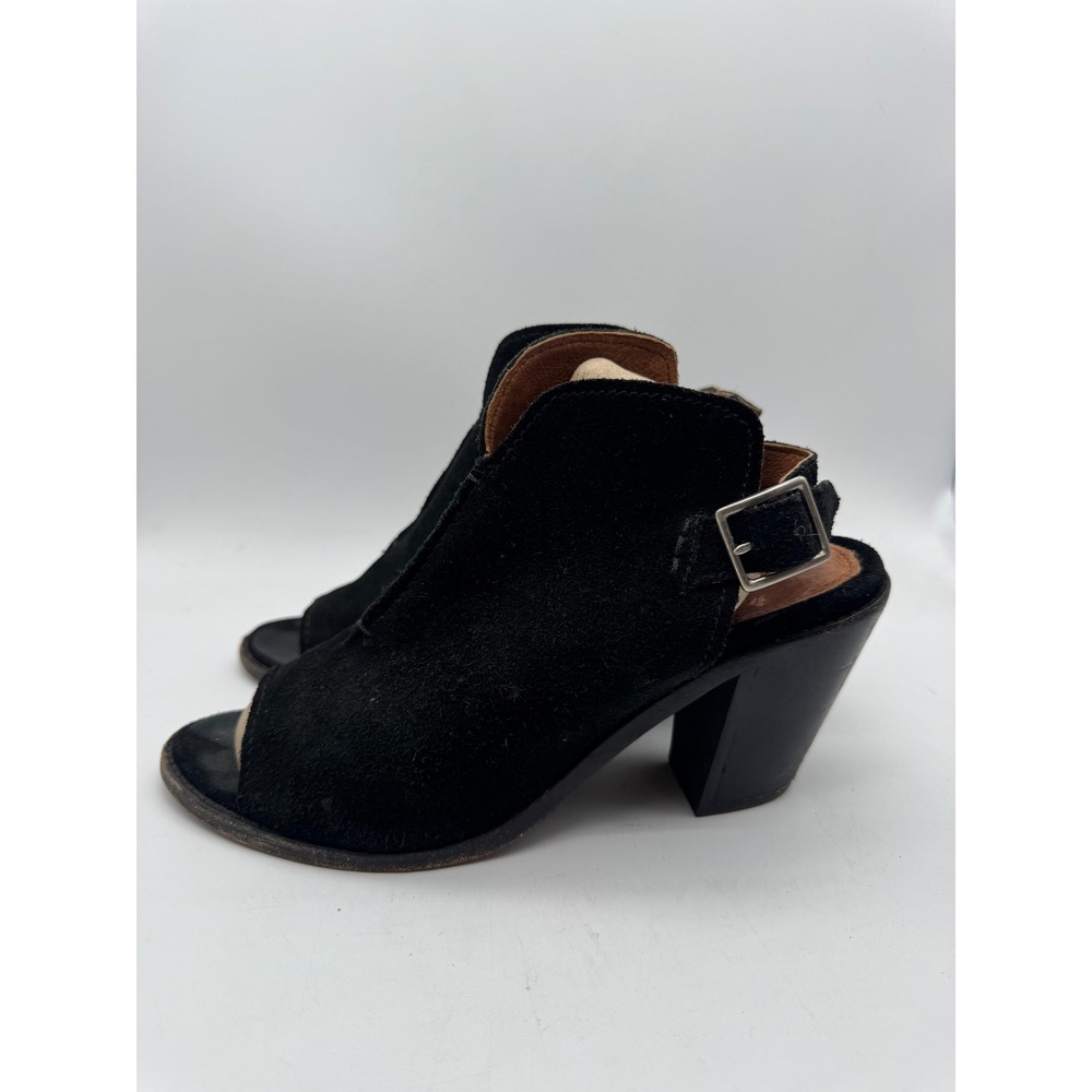 Frye Womens 8.5 B‎ Black Suede Peep Toe Slingback Block Heel Booties 3471343-BLK - Picture 3 of 7